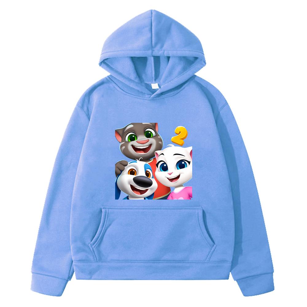 Christma Kawaii hoodies Talking tom cat print anime hoodie boys pullover Fleece sweatshirt jacket kids clothes girl y2k sudadera