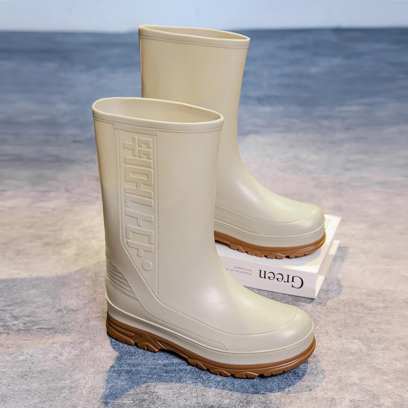 

Fashion Fashion Men s Rain Shoes Waterproof Boots Comfortable Mid Calf Boots Rainproof Work Water Shoes Non-Slip Drawstring Rubber Boots 39 абрикосовый