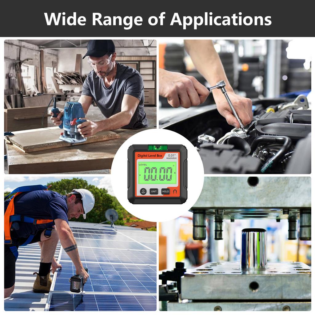 Digitaler Winkelmesser Elektronisches Wasserwaagen-Werkzeug mit LCD-Libelle Magnetischer Sockel für die Holzbearbeitung