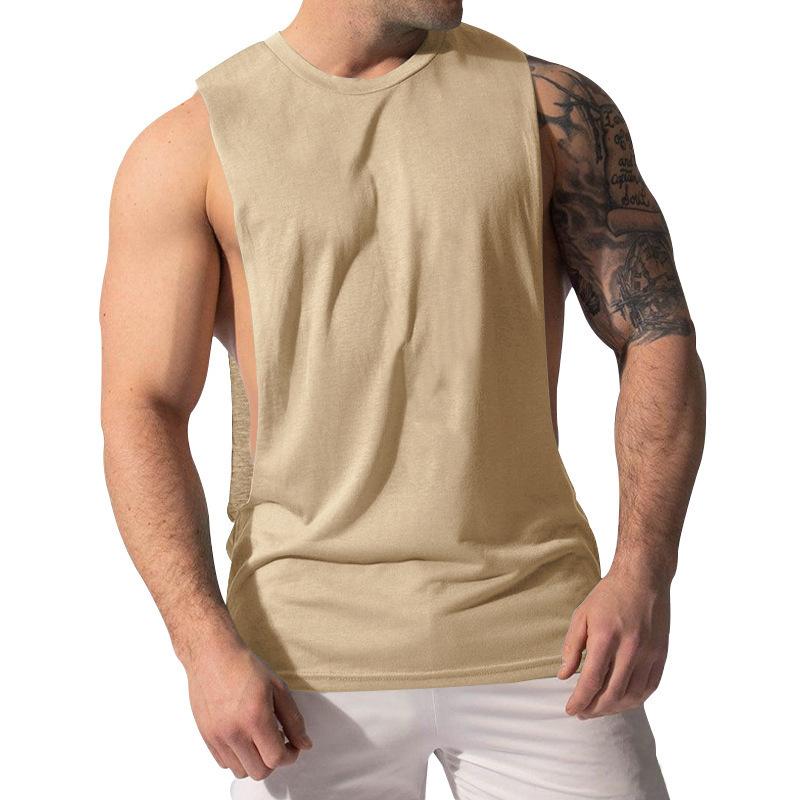 Men Muscle Fit Sleeveless Tank Top With Side Cutout Workout Gym Shirt