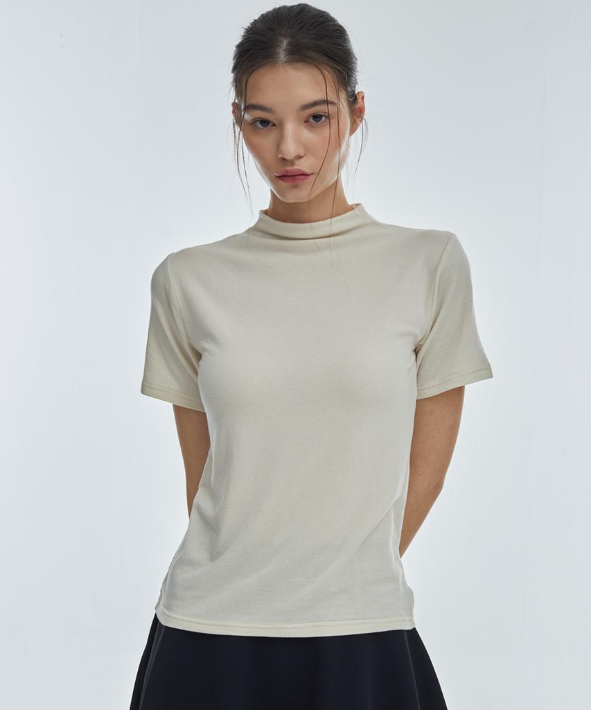MANAVIS7 Mock Turtleneck Short Sleeve T-Shirt [Ivory]