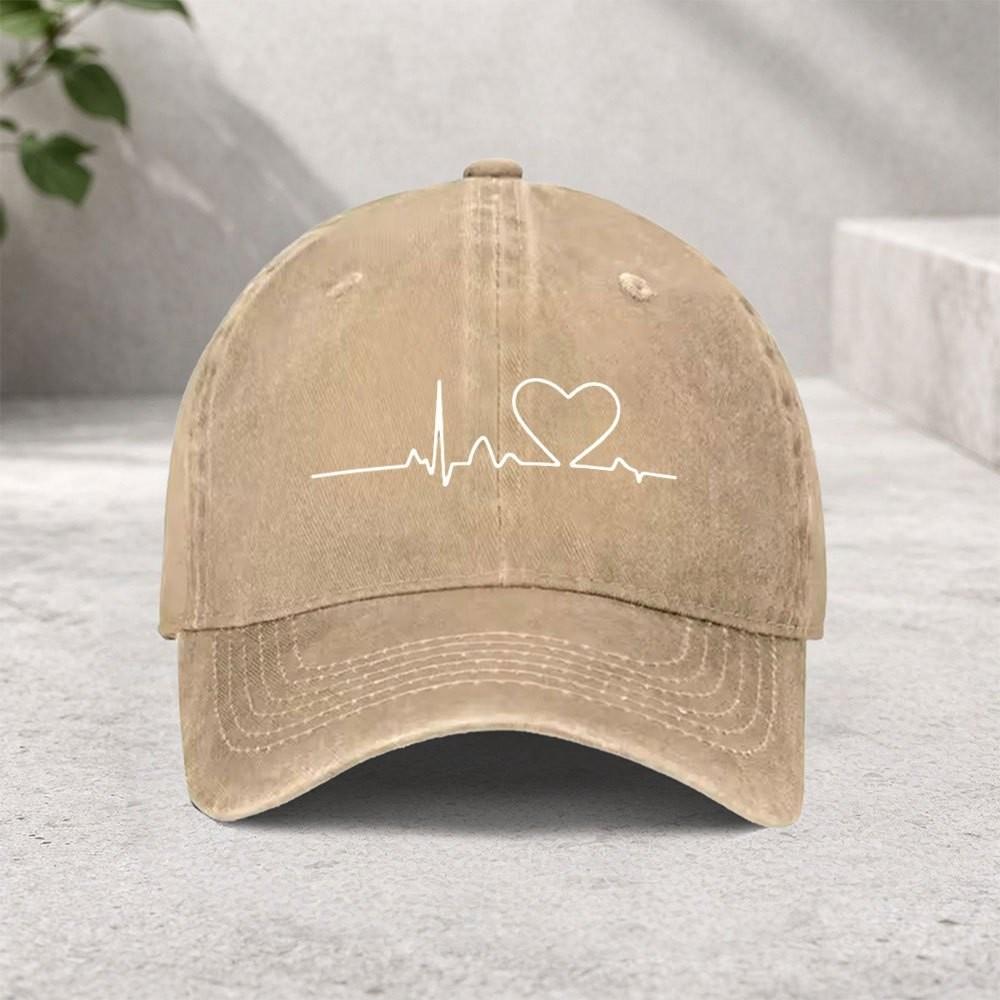 Heartbeat EKG Line Baseball Cap Washed Cotton Adjustable Sun Hat Unisex Casual Outdoor Sports Cap