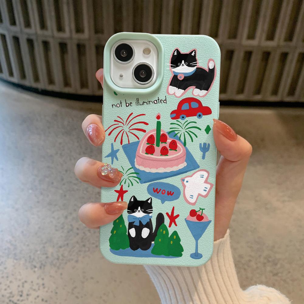 

Клубничный торт Кот Подходит для чехла для мобильного телефона Apple 16 iPhone 15/14plus/13promax Силиконовый 12 Apple XS