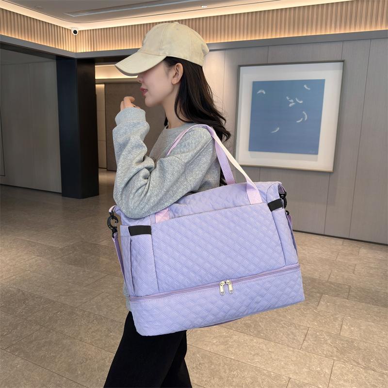 New travel bag Mother and child rhombus dry and wet separation fitness bag Large capacity yoga sports bag Birth boarding bag Women