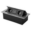 Dark Gray Gold Pop-up Desktop Socket with EU/Saudi/Indonesia Power and USB Charging