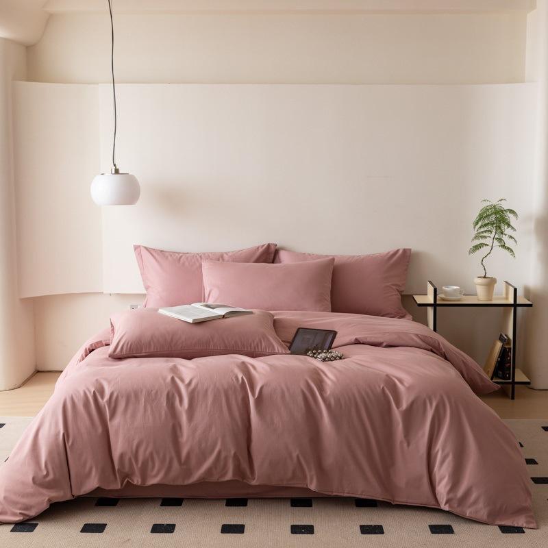 100 Pcs~ Nordic Pure Cotton Polished Four-Piece Set, Thickened Warm Cotton Bed Sheet, Quilt Cover, Mattress, Bedding