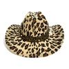 Leopard Print New Warped Edge Western Cowboy Hat Men and Women Outdoor Travel Jazz Hat Retro Ethnic Style Top Hat