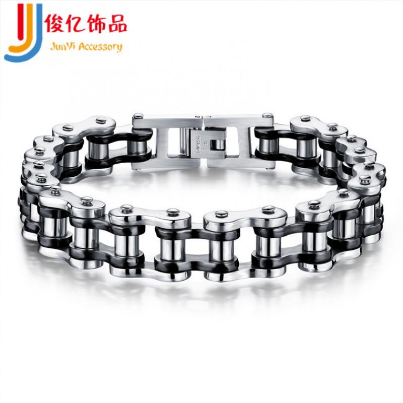 Stainless Steel Chain Bracelet Men Women Cycling Biker Punk Style Titanium Geometric Design