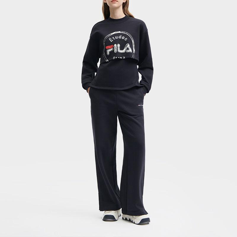 Fila X ETUDES Collaboration Solid Color Straight Leg Knit Sports Pants Women Pants Legendary-Blue F11W346601F-NV