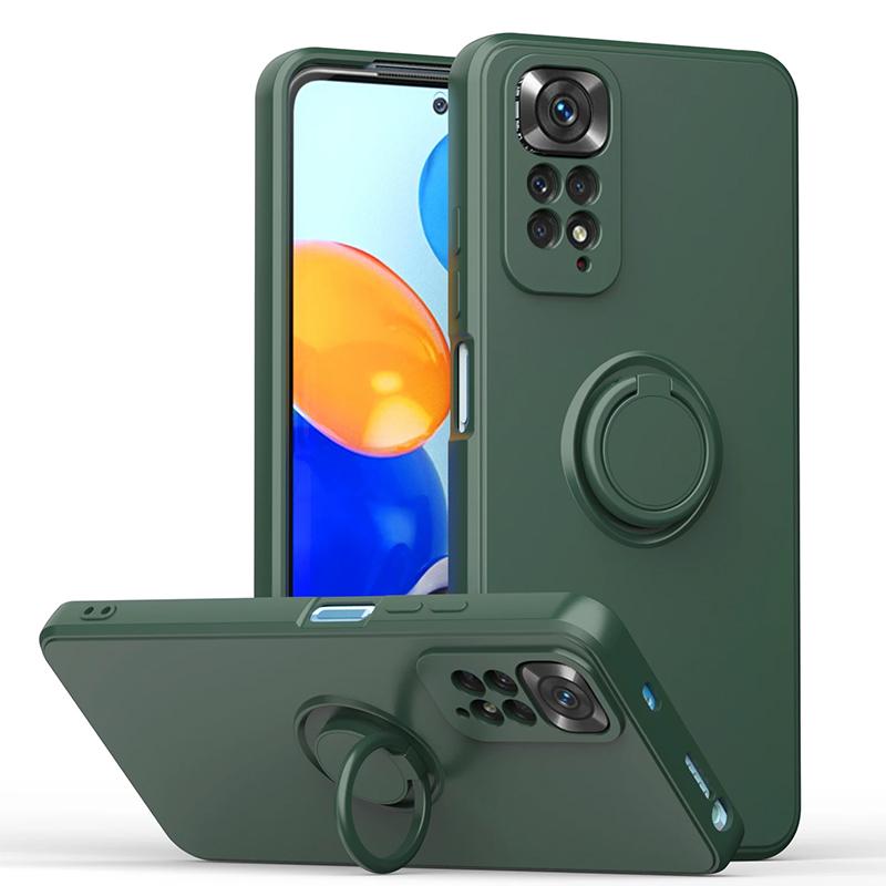 Liquid Silicone Ring Holder Soft Phone Case For Redmi Note 12 Pro 11 10 S 9S 9 Shockproof Back Cover For Xiaomi 11T 12T Pro Lite