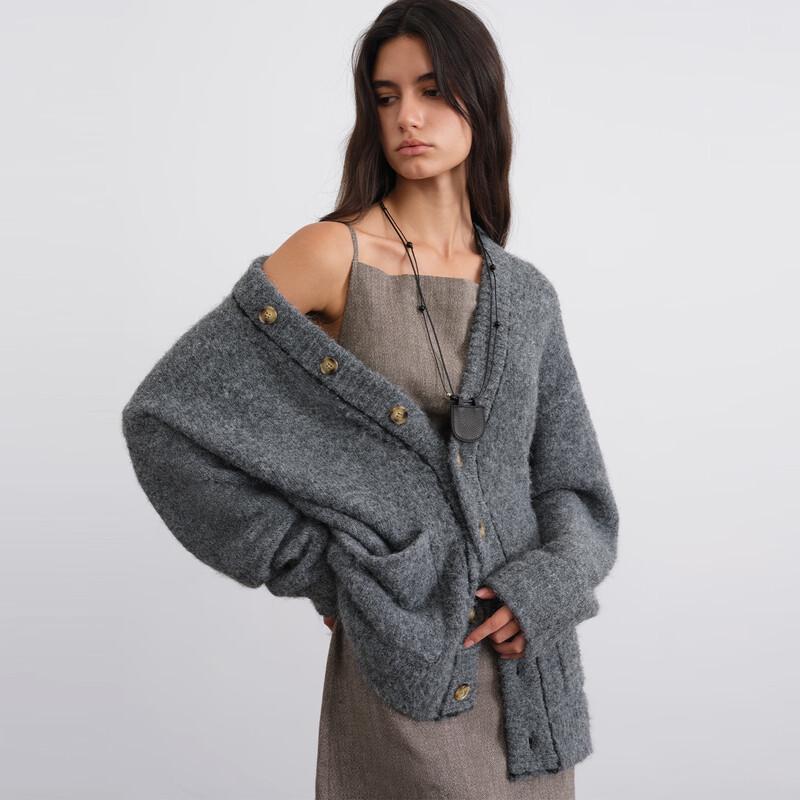 GREEN BELT Women's Loose Fit V-Neck Knit Cardigan