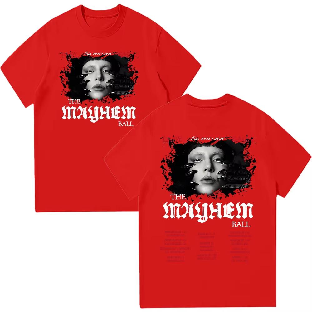 2026 Lady Gaga The Mayhem Ball Tshirts Women ONeck Short Sleeve Cotton High Quality Soft Top Lady Gaga Tour Fan Gift Clothes