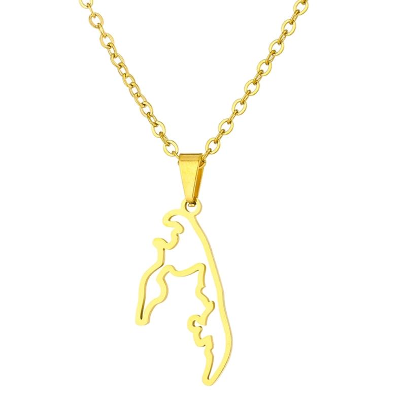 

Подвеска-ожерелье Тамил Илам из нержавеющей стали Геометрический кулон-карта Ожерелья Украшения для шеи Модные украшения для женщин и мужчин золотой