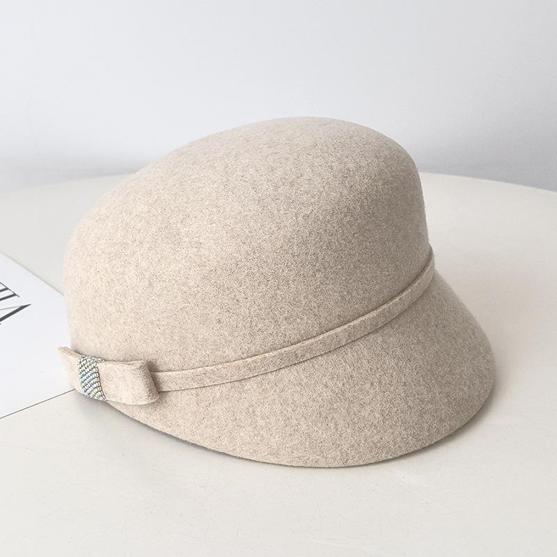Autumn and winter bow British equestrian hat women's retro wool woolen face small cap fashion felt hat knight hat