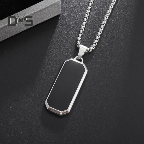 Men Necklace Punk Style Hip Hop Titanium Steel Black Pendant Polished Luster Sweater Pairing Necklace Individual Adult Jewelry