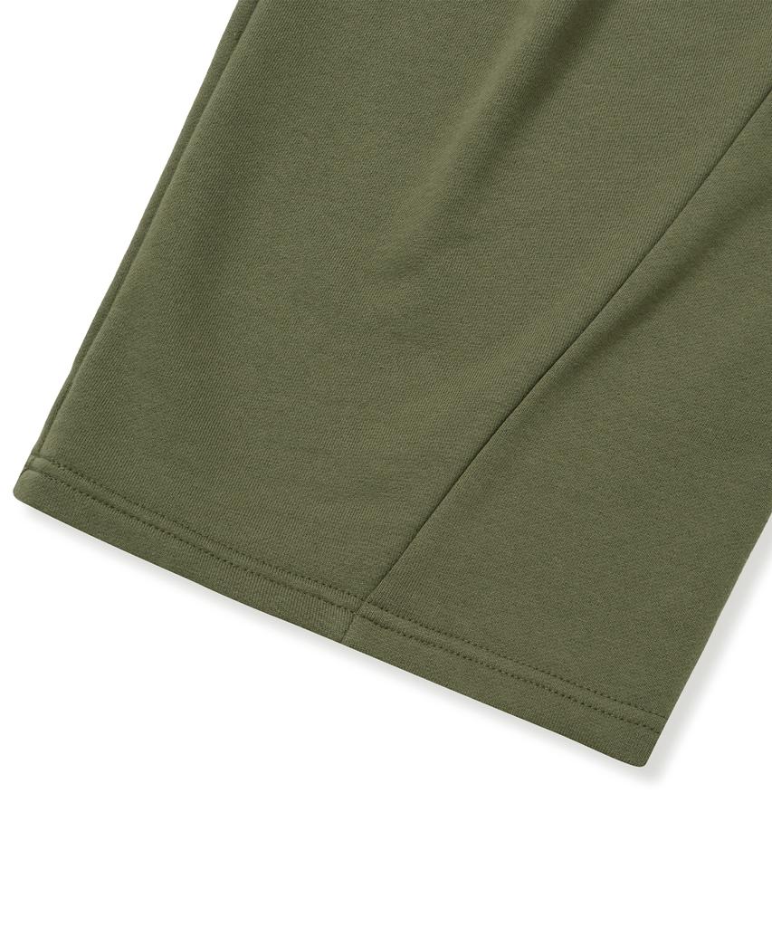 BROWNBREATH Tag Two Tuck Wide Sweat Pants - Khaki