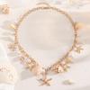 Bohemian Summer Beach Starfish Shell Necklace Seaside Vacation Imitation Pearl Collarbone Chain