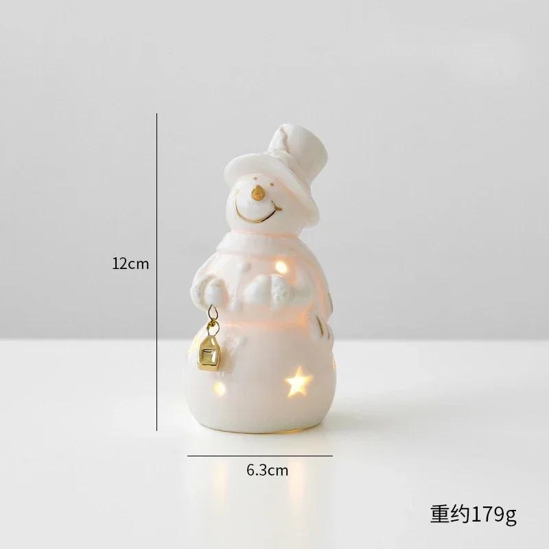 Keramik Weihnachten leuchtender Schneemann leuchtendes Auto kleine Tischplatte Heimschmuck Weihnachtsgeschenk