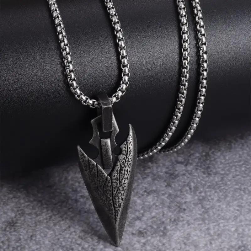 Stainless Steel Vintage Nordic Rune Compass Necklace Men Fashion Trend Amulet Nordic Jewelry