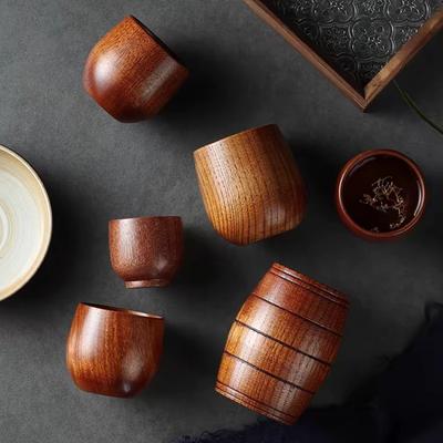 Masivní dřevěný šálek na čaj Dřevěný pohár Retro Tepelná izolace Ochrana proti opaření Restaurace Kuchyňské stolní doplňky Přírodní materiály