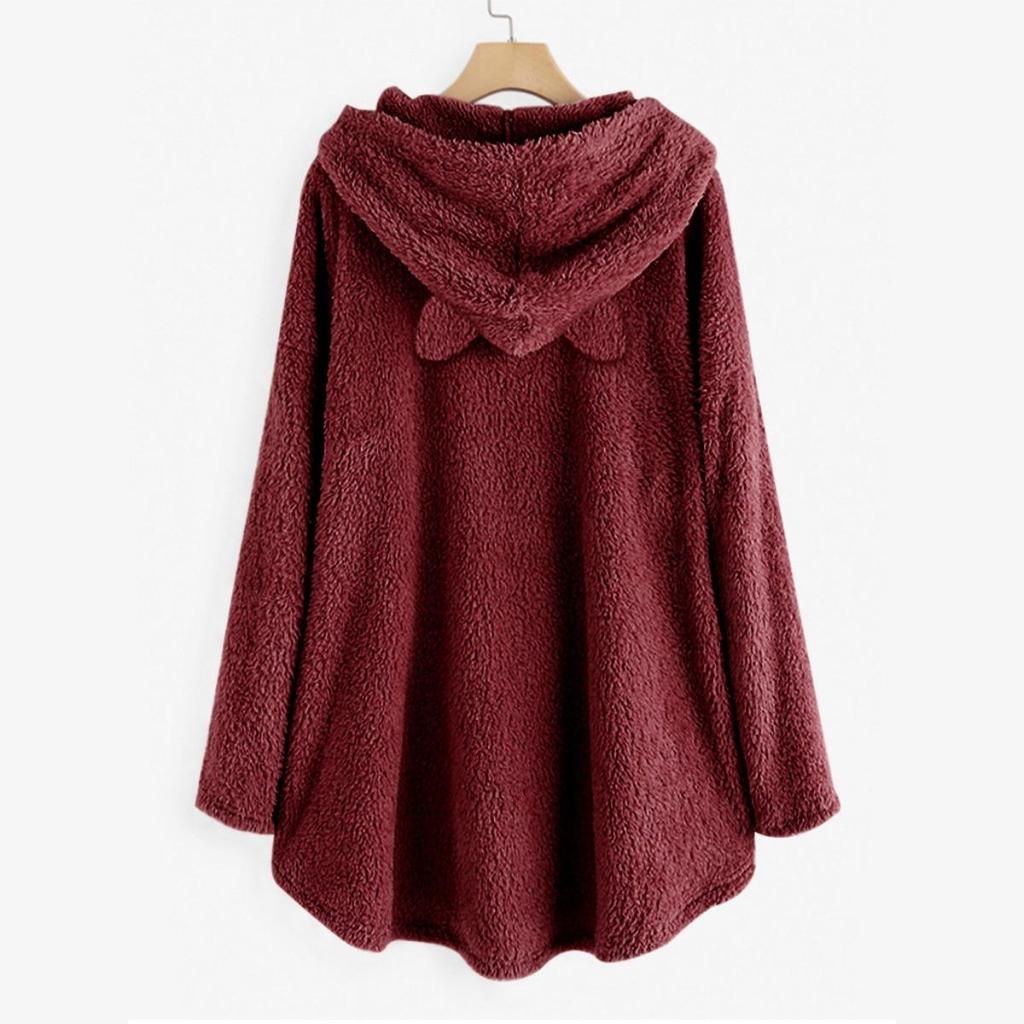 Autumn and Winter Hoodie, Women's Hooded Long Sleeved Double-sided Velvet Women's Oversized Jacket
