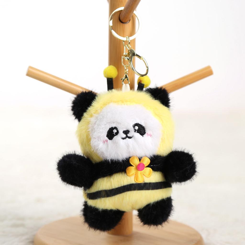 Panda Back Bee Doll Pendant Plush Toy Panda Doll Keychain Gift Girls Bag Pendant Doll