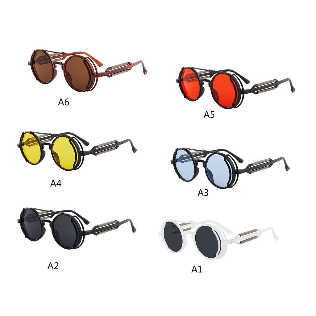 Vintage Punk Round Circle Sunglasses Colored Lenses Glasses Men Women Retro Plastic Frame Polarized Sunglasses Eyewear