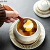 Drum Shaped Egg Cup with Lid Creative Ceramic Bowl Stew Pot Dining Plate Dessert Bowls Sashimi Plate Soup Bowl Steamed Egg Bowls