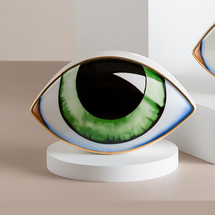 Vilead Ceramics Evil Eye Sculptures Devil's Eye Statue Charm Desktop Ornaments Home Living Room Decoration Feng Shui Accessories