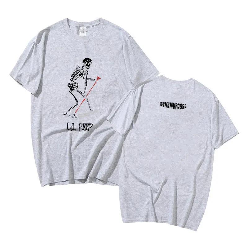 2025 Sommer Rapper Lil Peep Cry Baby Engel Beschütze Mich Skelett Grafik Herren Damen Hip Hop 100% Reine Baumwolle Bedrucktes T-Shirt Y2k