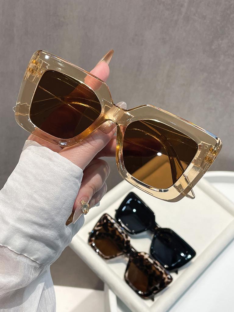 3PCS Large Frame Sunglasses Leopard Print Fashion Sexy Sun Protection Essential for Outdoor Beach Casual Live Streaming