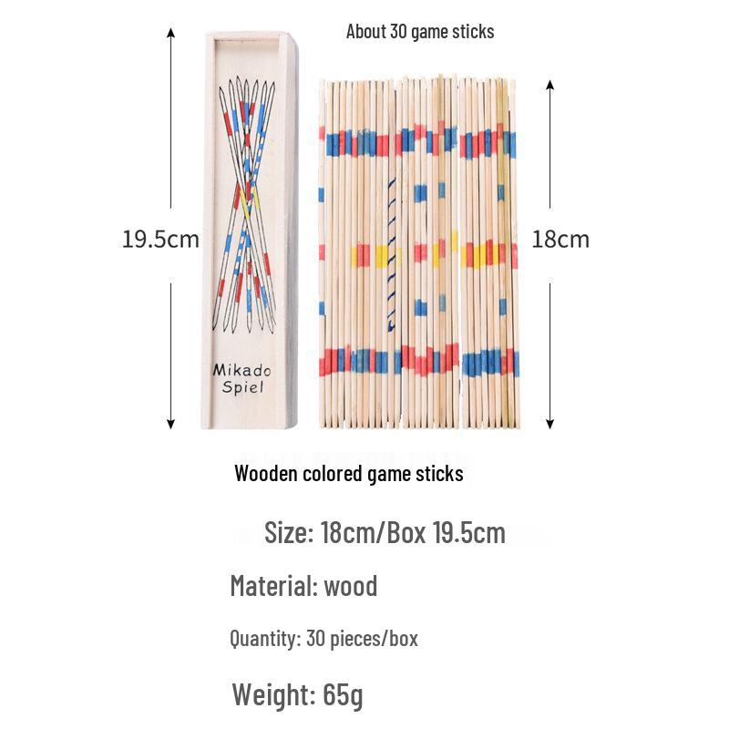 Nostalgische Bunte Holz-Pick-Up-Sticks Lernspiel für Grundschüler