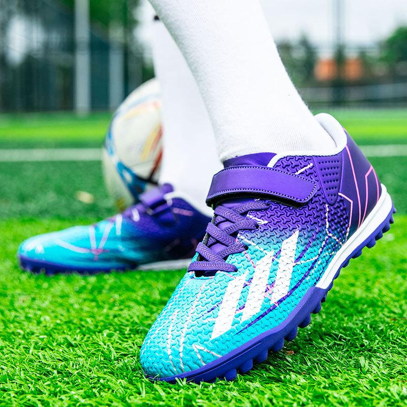 Children's Velcro Football Shoes Training Shoes Broken Nails Lace-Free Boys and Girls Elementary School Games Short Nails