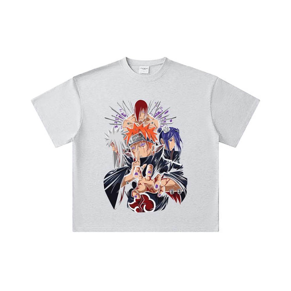 260 GSM Double Yarn 32 Count 100% Cotton Naruto V10 Pain Print Unisex Heavy Cotton T Shirt