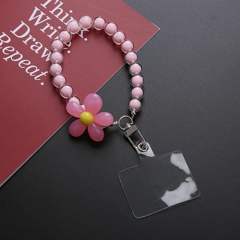 Luxury Plating Beaded Bracelet Phone Chain Acrylic Pendant For iPhone 11 13 Pro Max Woman Gold Anti-Lost Chain Hanging Jewelry
