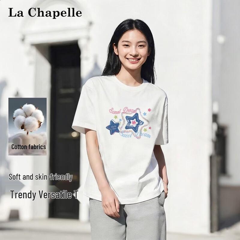 La Chapelle Women's Basic Loose Fit Cotton Short Sleeve T-Shirt