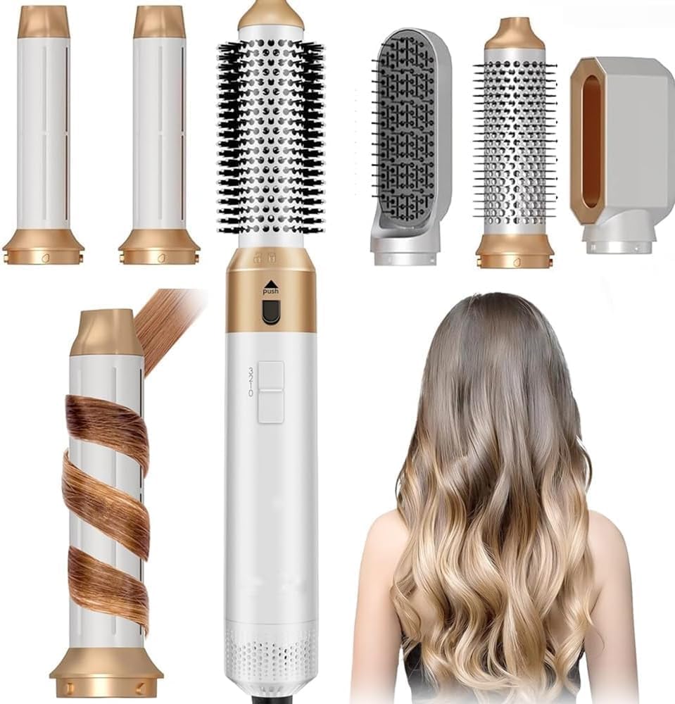 5-in-1 Hot Air Brush Styler for Straight & Curly Hair Blow Dryer Comb Multi-Function
