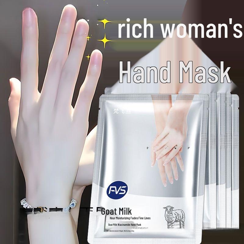 Ниацинамидная маска для рук с козьим молоком: Увлажняющий, Отшелушивающий, Против трещин, Отбеливающий крем с бесплатной доставкой. Goat Milk Hand Mask 5 Packs