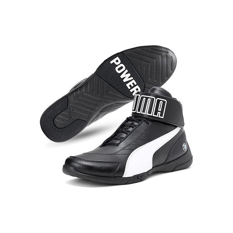 Puma Bmw M Serie Kart Cat Iii Mittelhohe Synthetikleder Trainingsschuhe Herren Sneaker Schwarz Weiß 306196-01