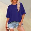 Women Summer Fashion Solid Color T Shirts Loose Scoop Neck Short Sleeve Tops Blouse