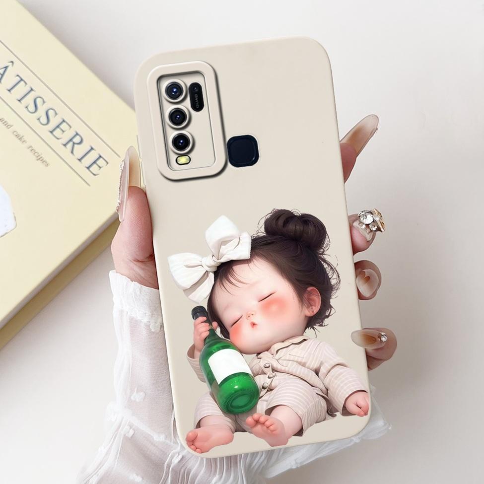 For Vivo Y30 1938 Case Y50 1935 Luxury Flowers Kawaii Cute Funny Painted Silicone Shockproof Phone Case For Vivo Y50 Back Cover