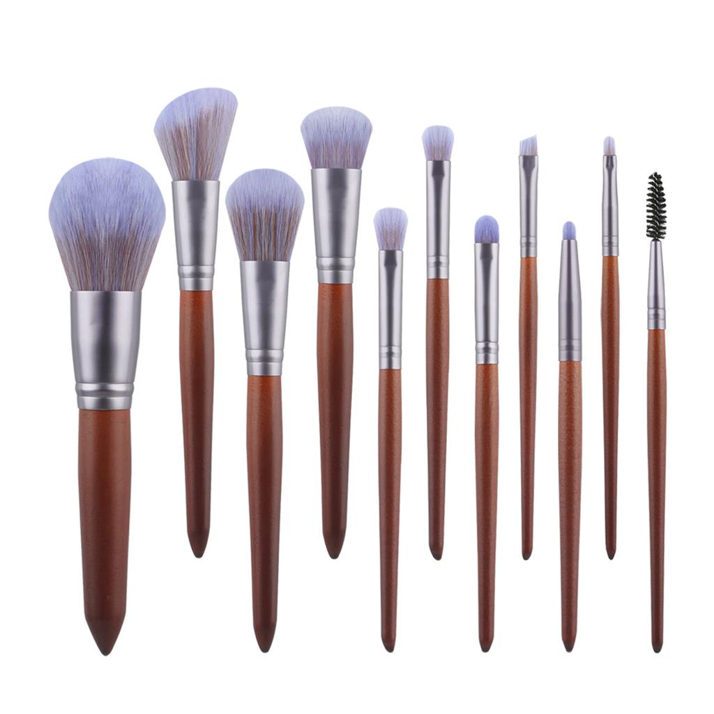 11 imitation mahogany makeup brush set, soft bristles, loose powder brush, eyeshadow brush, multi-functional beauty tool