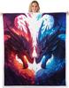 GUOYU Blanket Dragon Fleece Throw Blanket Japanese Ukiyoe Theme Sherpa Blanket Queen for Bed Sofa Couch Girls Japanese Style Plush Blanket