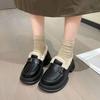 Fleece Platform Small Leather Shoes Women's 2025 New Autumn and Winter Cotton Warm Loafers Retro Versatile British Cotton Shoes