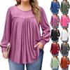 Womens Loose 5X Long Sleeve Round Neck Casual Flowy Tunic Blouse Tops
