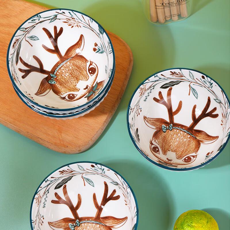Linpan Красочный Мультяшный Олень Керамический Набор Мисок