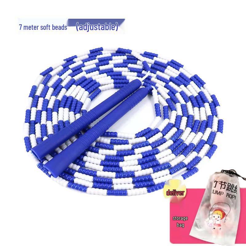 Adjustable Beaded Bamboo Jump Rope for Students - 5m, 7m, 10m Multi-Person Fancy Rope
