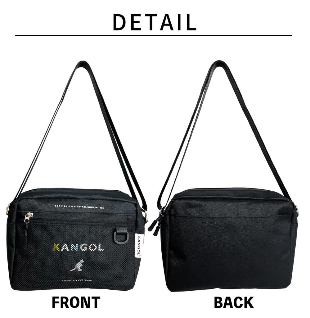 KANGOL Square Shoulder Bag, Crossbody Bag, KGSA-BG00261 (BLACKWHITE)
