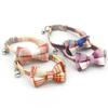 Plaid Pet Collar With Bell Bow Cats Dogs Cute Adjustable Small Medium Pets