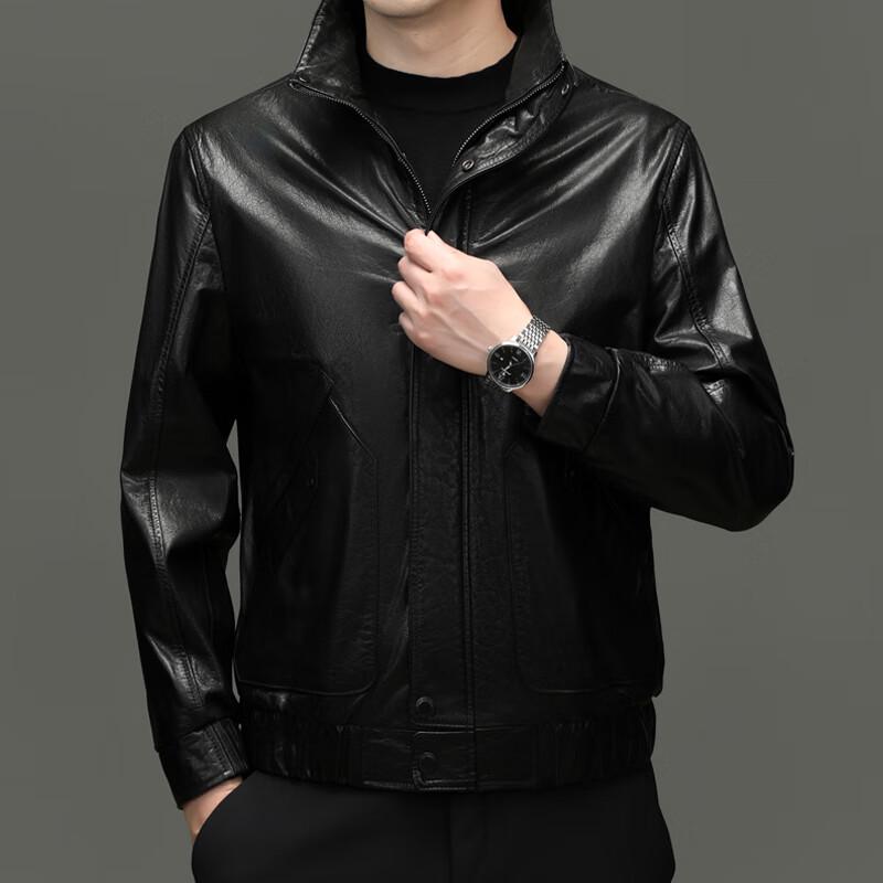 

Yiliteng Мужская кожаная куртка с воротником-стойкой в деловом повседневном стиле 5XL